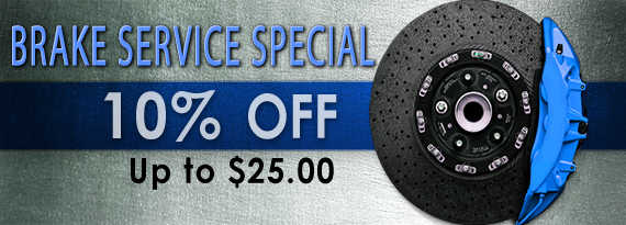 brake service special advertising 10% off brake service, up to $25, at F & L Tire and Service in Bethlehem, PA